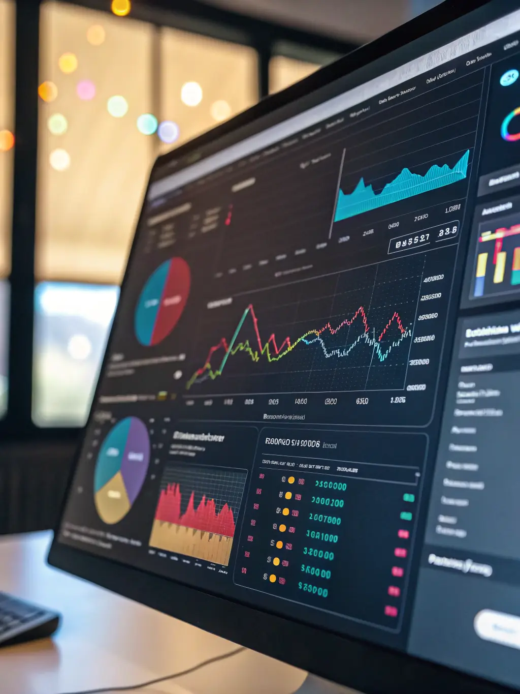 A vibrant digital marketing dashboard displaying analytics and campaign results, representing Marketing Support & Campaigns.